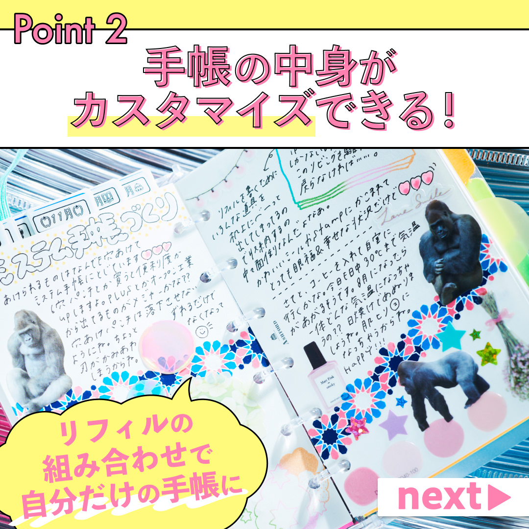 ゴリラ☆リボンちゃんリフィルパッド MINI6 13mm [1711] システム手帳